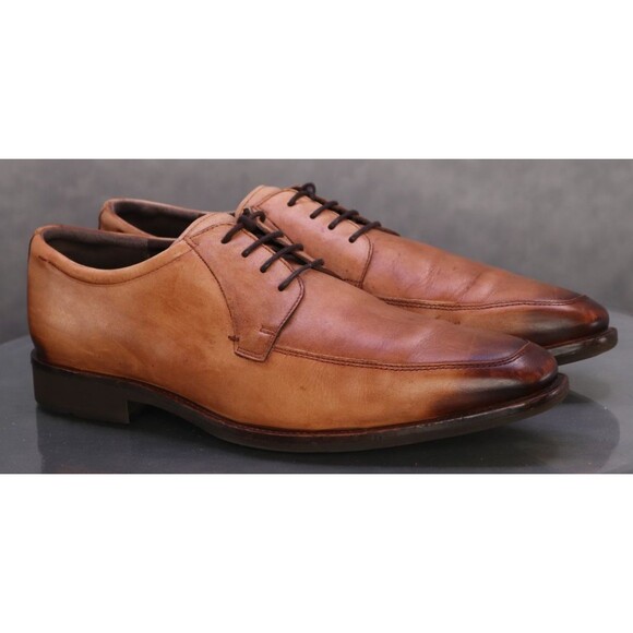 ECCO Calcan Men\'s Derby Dress Shoes Size EU 45 US 11-11.5 Leather British Tan